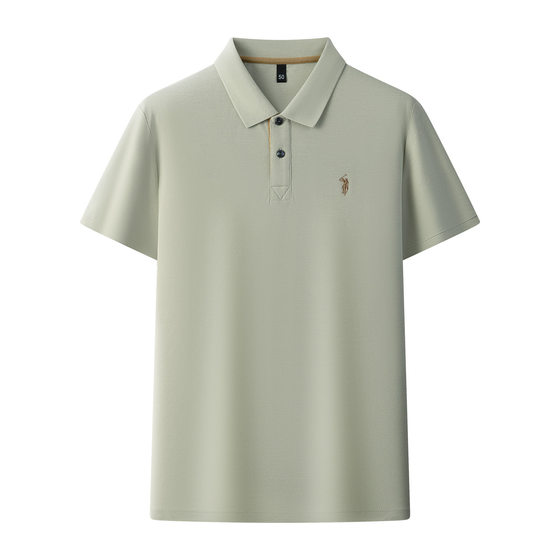 2025 Summer New Cotton POLO Shirt Embroidered Business Casual Middle-aged Short-sleeved T-shirt Men's Lapel T-shirt Men's