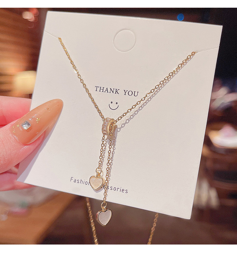 8g Weight Necklace Classification Titanium Steel Material Gold Color Fashion Heart-shaped Pendant Titanium Steel Necklace Female 1