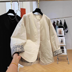 预售设计感复古别致圆领棉服女秋冬慵懒松弛感休闲棉衣外套