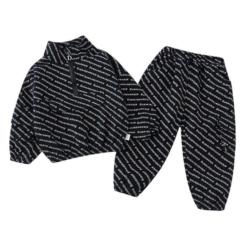 Ropa infantil Yihao, traje para niños, otoño, nuevo estampado completo con letras, traje deportivo informal para niños, ropa infantil de otoño