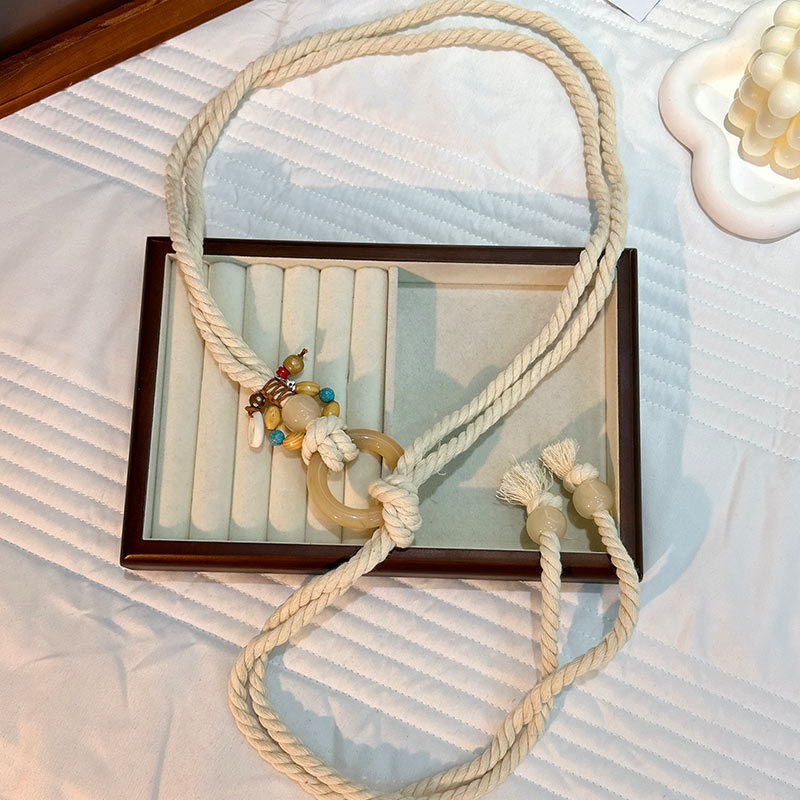 Cuerda de la cintura popular Bohemia tejida cuerda de cáñamo cadena de la cintura cinturón delgado vestido del todo-fósforo de las mujeres joyería transfronteriza al por mayor