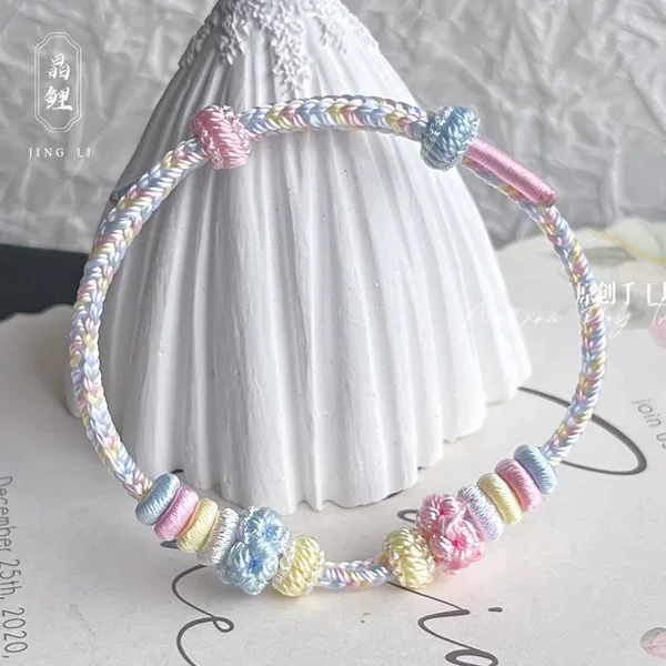 Handmade Braided Rope Red Rope Bracelet Female Male Peach Blossom Tie DIY Hand Rope Red Riding Book Color Wearing Gold Transporter