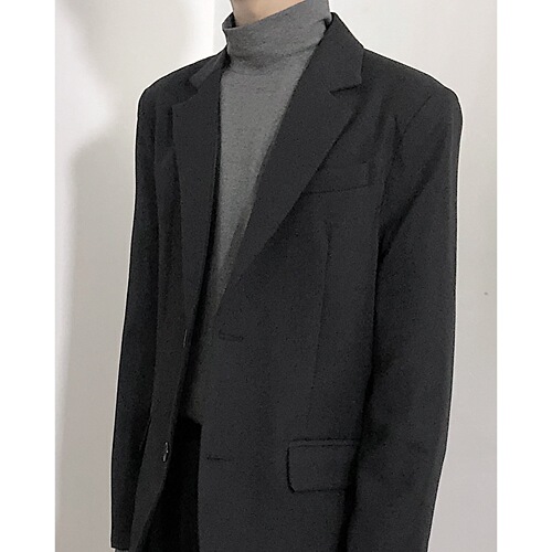2024 Spring and Autumn Men's Suit Jacket Korean Version Loose Design Sense Black Drape Graceful Single Suit Casual Wear 
