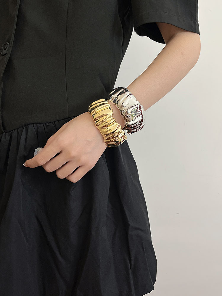 80g Weight Bangle Classification Vintage Style Solid Color Alloy Plating Unisex Bangle