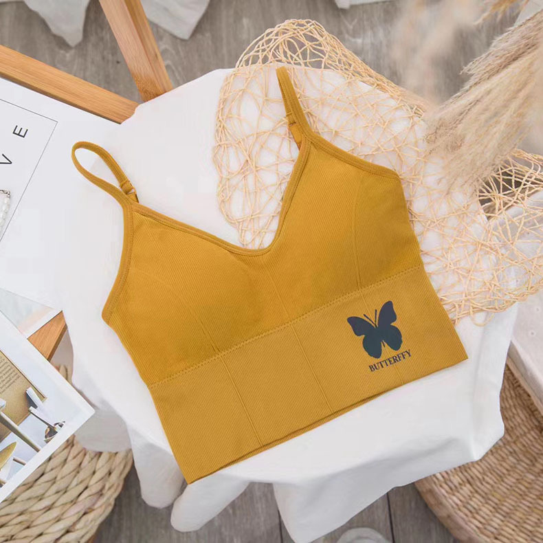 Ribbed Butterfly Print Camisole Bra 2
