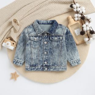 Ins European and American Kidsren's Jackets Summer New Casual Kidsren's Clothing Small and Medium-Sized Kidsren's Baota Boys Retro Denim Tops Trendy