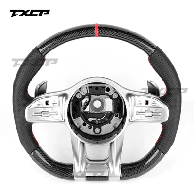 Suitable for Mercedes-Benz W204W205W221W222 ACGE-class modification and upgrade to AMG carbon fiber steering wheel assembly (Steering wheel) - carbon-fiber-model