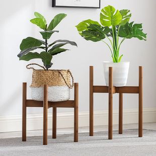 Cross Flower Shelf Bamboo Floor-to-Floor Flower Pot Bracket Balcony Living Room Wooden Bracket Solid Wood Fleshy Green Rack