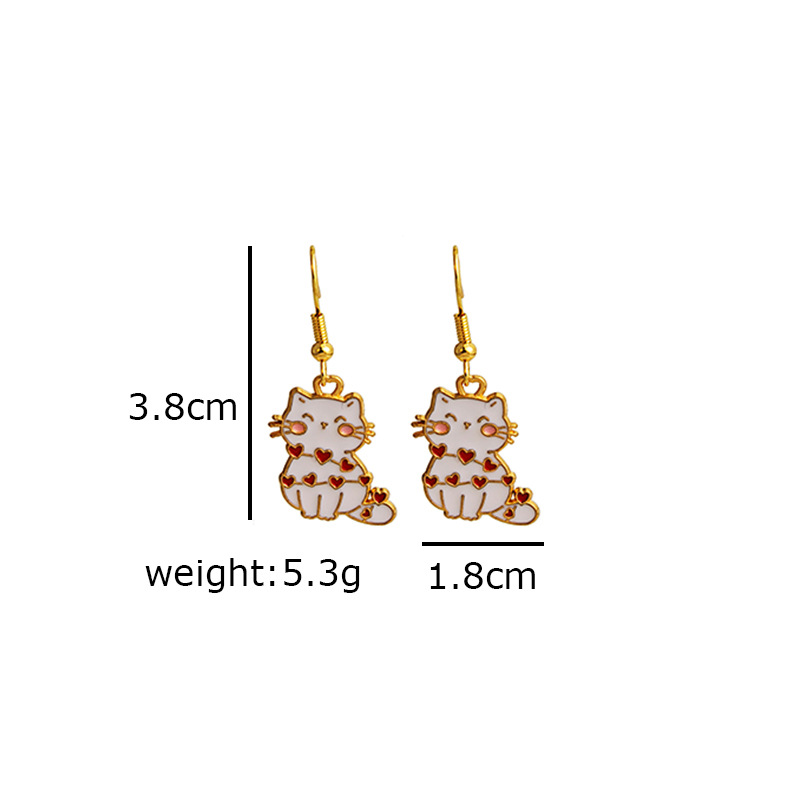 Cute Rabbit Moon Heart Shape Alloy Enamel Women's Drop Earrings 1 Pair display picture 7