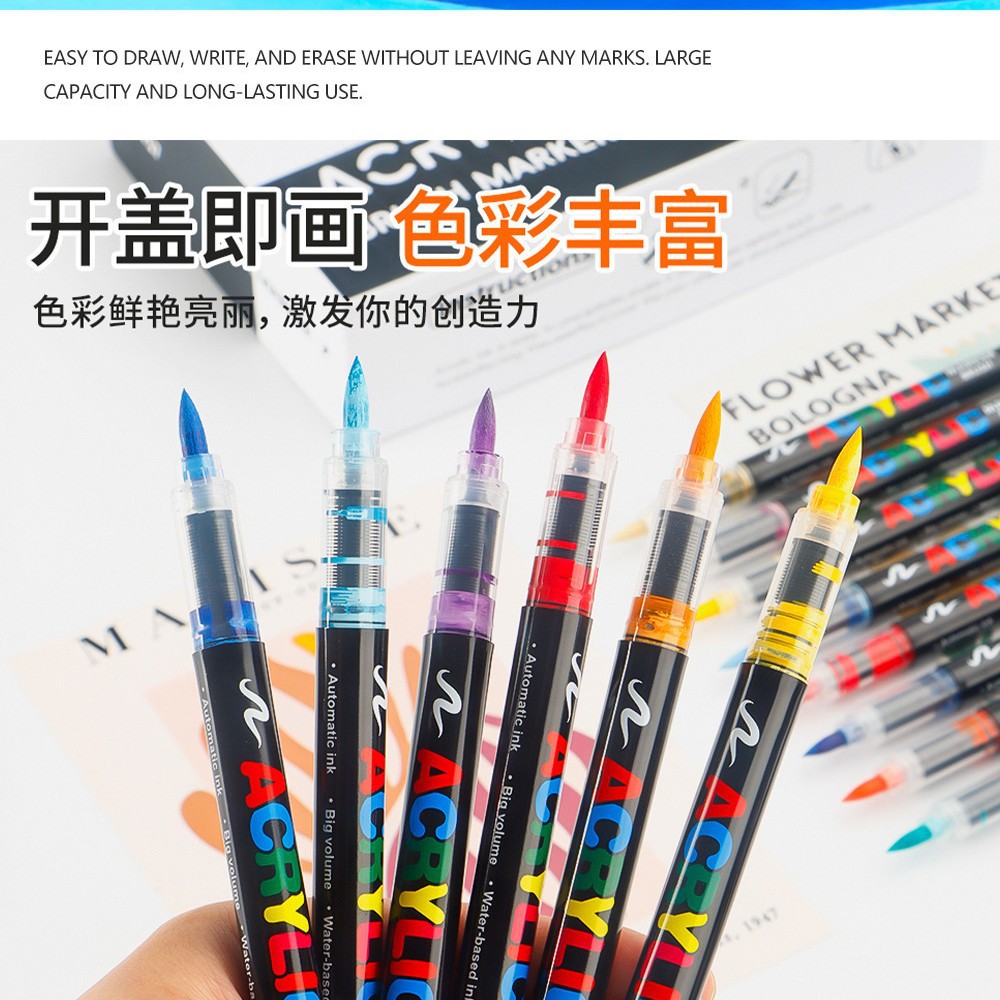 Rotulador acrílico de tipo líquido directo, pequeño y negro, para pintura artística infantil, a base de agua, fácil de limpiar, no mancha y se mezcla.