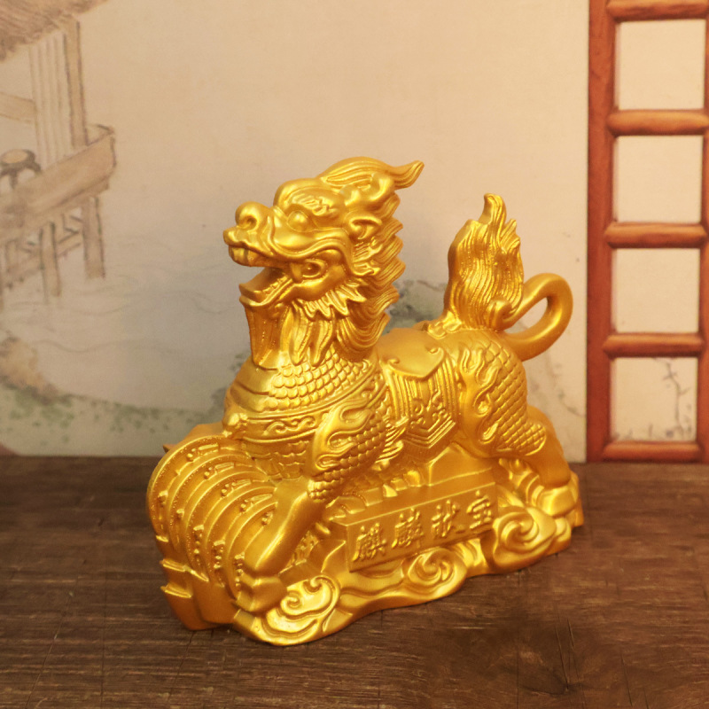 高級招財麒麟置物の金属大サイズのリビングルームに入る玄関の家の装飾品が新居に入ります。|undefined
