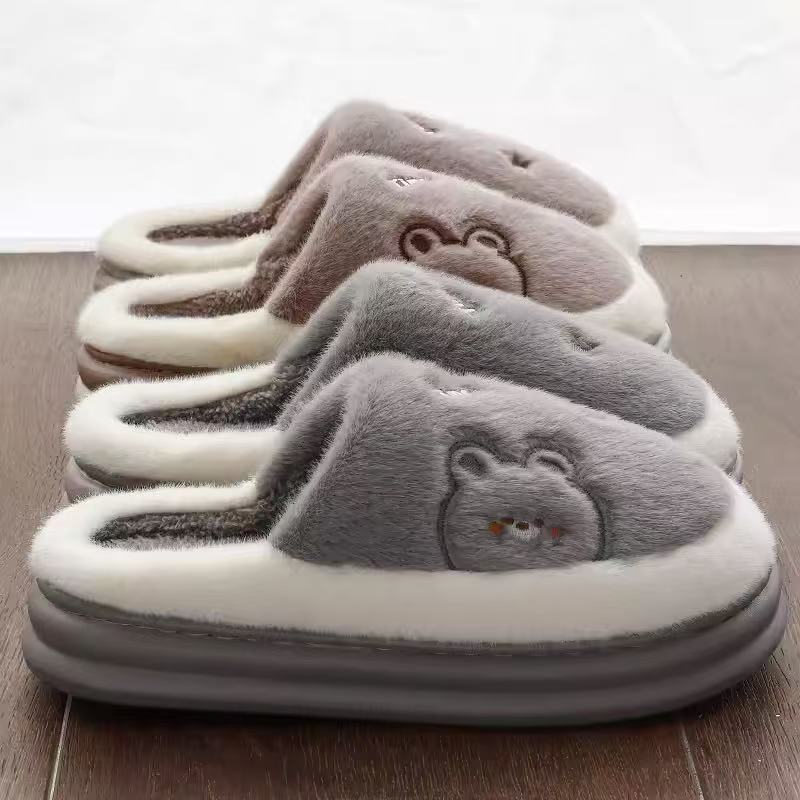 Sin impuestos) zapatillas de algodón para mujeres otoño invierno 2025 nuevo interior para el hogar con suela gruesa antideslizante pareja caliente invierno