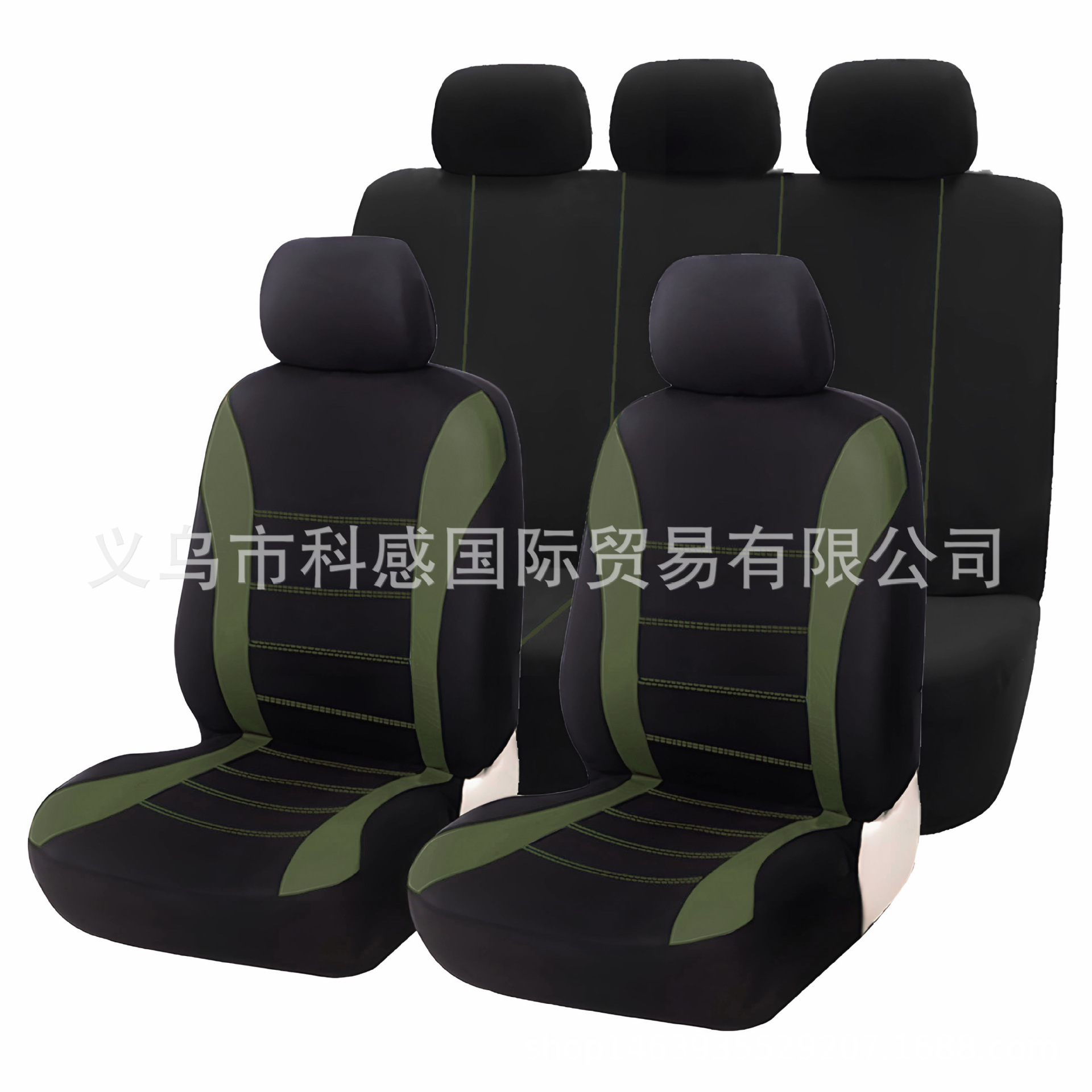 Cross-Border Temu Amazon Mexico Black Waistline Style Universal Five-Seater Car Fabric Seat Cover with Stitching