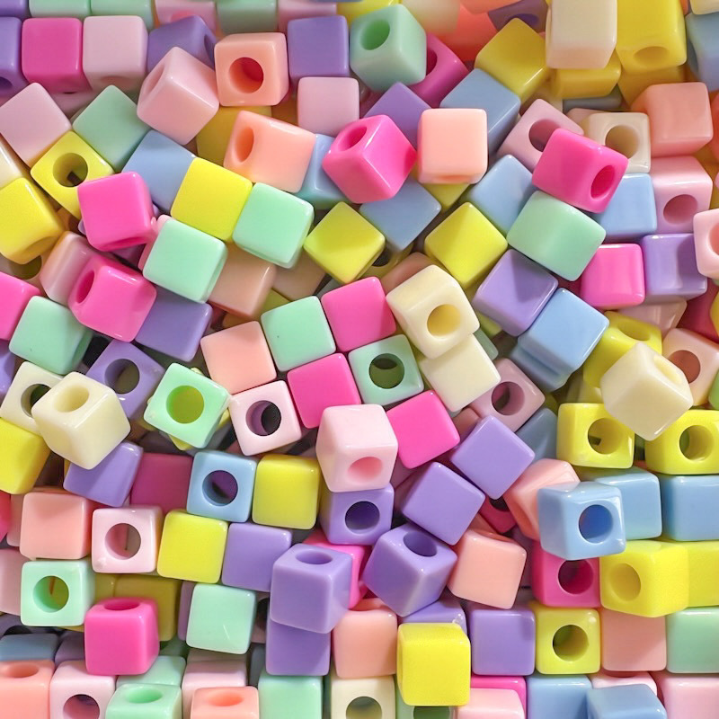 Acrylic 7mm Square Solid Color Large Hole Beads Spacer Beads DIY Jewelry Keychain Phone Chain Making Accessories