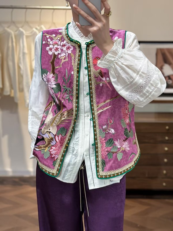 新中式国风人丝香云纱重工刺绣马甲南油女装秋季无袖坎肩气质马夹|undefined