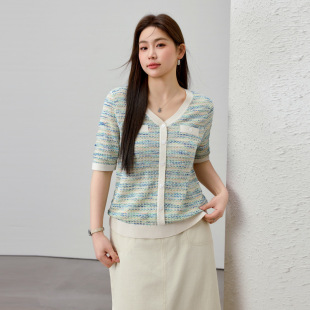 [Retro foreign style temperament V-neck slim sweater] slim show plus size women's fat mm2025 spring new