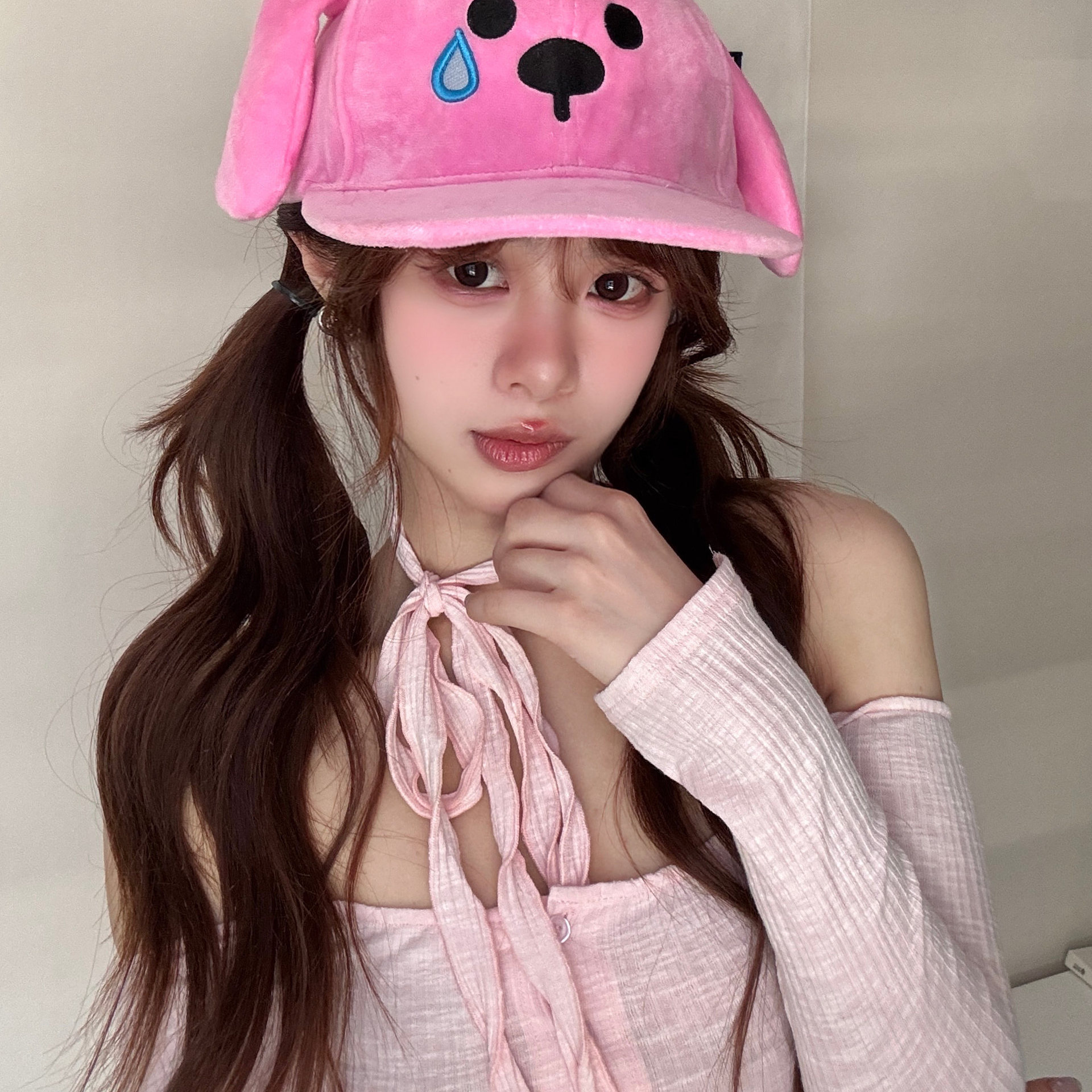 新款可爱潮玩PD哭狗棒球帽遮阳户外鸭舌帽刺绣小众秋冬男女