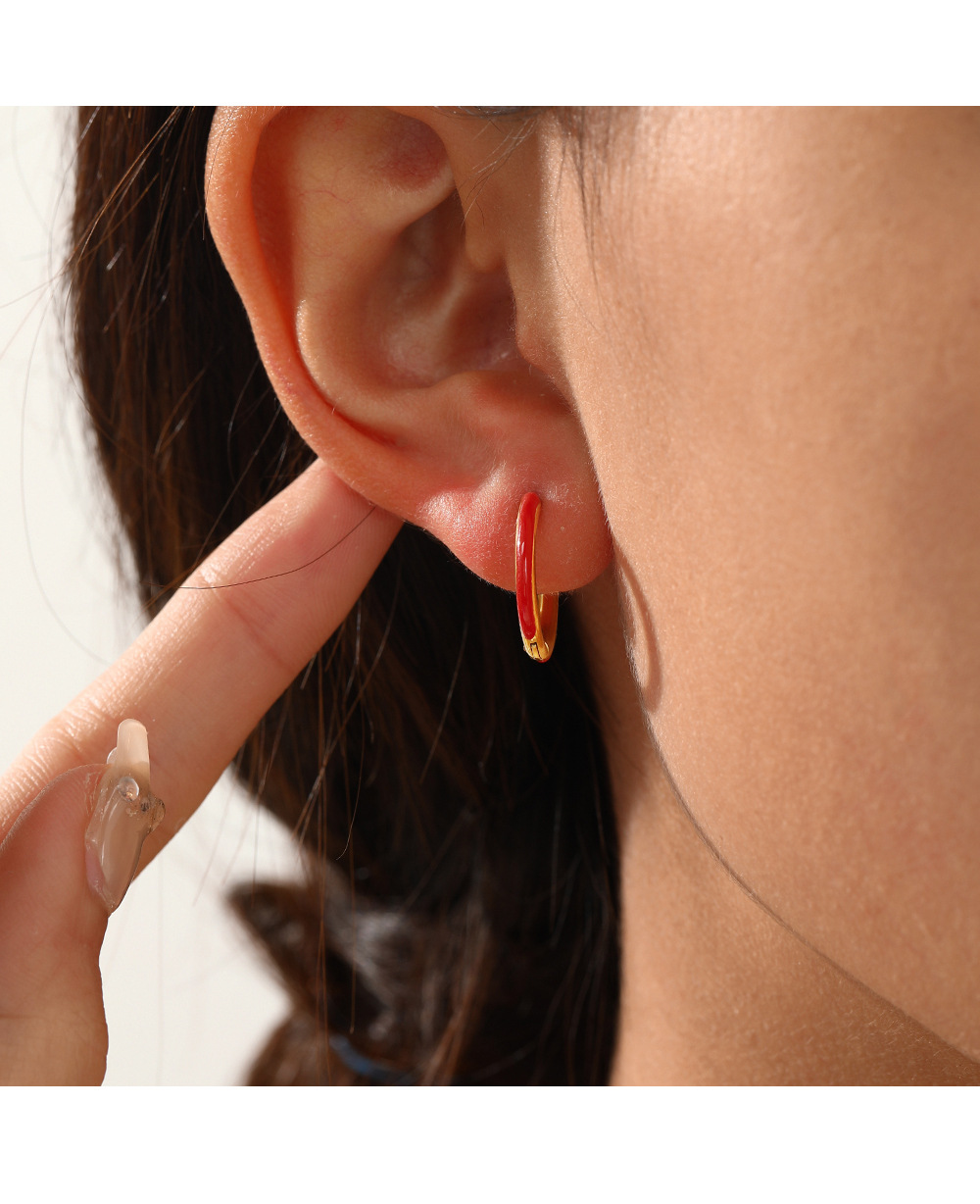 Fashion Round Stainless Steel Plating Hoop Earrings 1 Pair