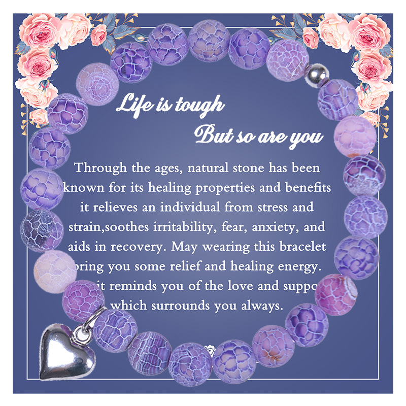 Fashion Heart Shape natural stone Agate Beaded Bracelets 1 Piece