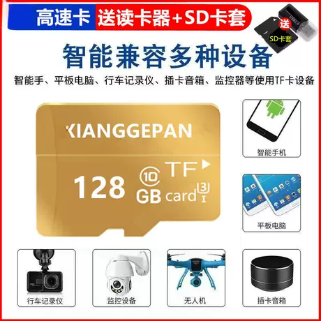 Speedy edition 128gb + card reader [premium gold - universal card for dashcams/security cameras/cameras/smartphones]