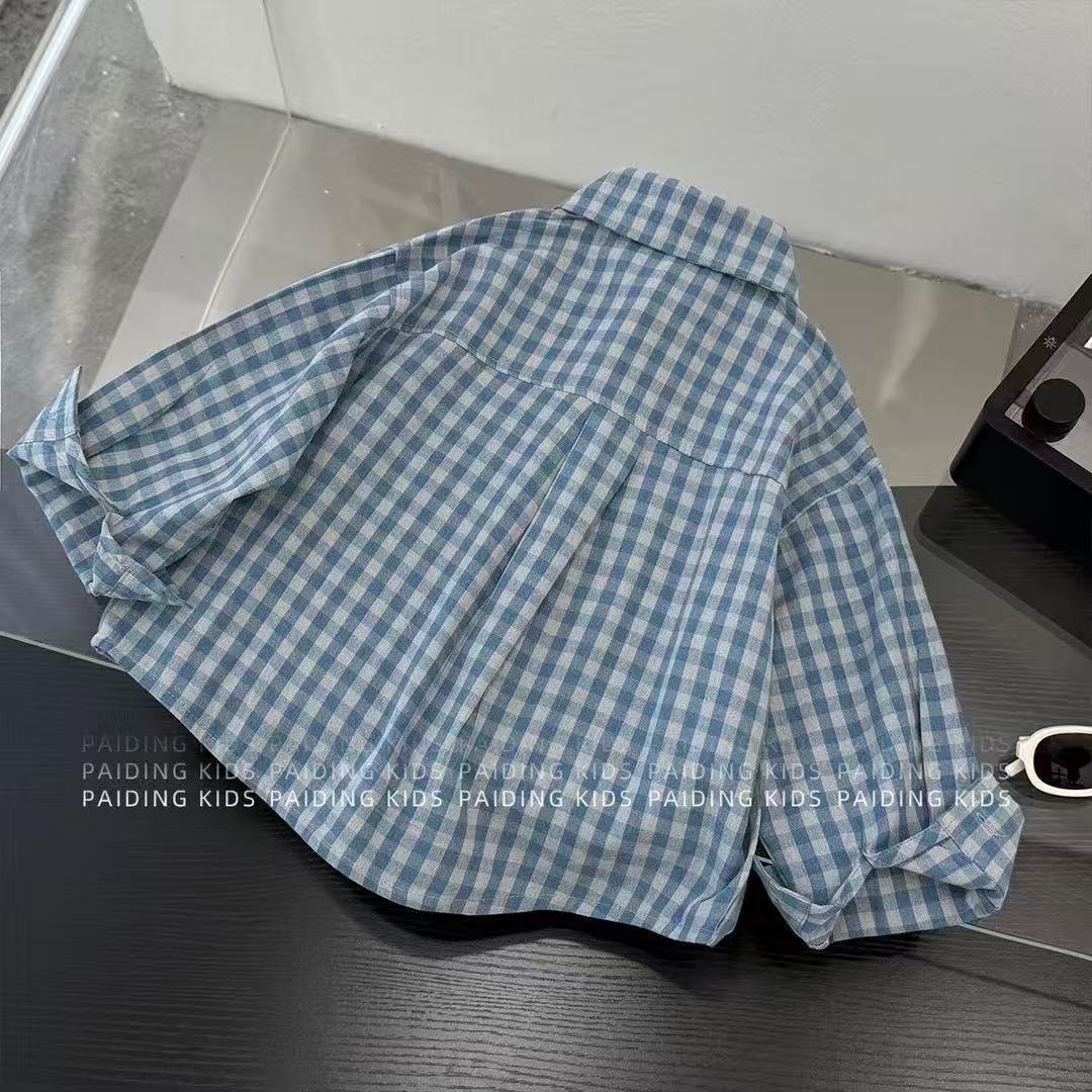 Jornada de niños primavera y otoño camisa a cuadros jeans 2025 nuevo estilo de ropa infantil de primavera y otoño