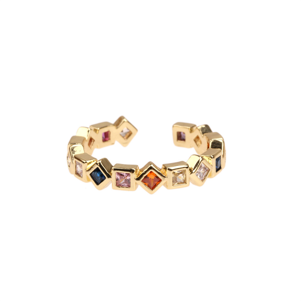 New Rainbow Series Zircon Copper Ring Design Personality Joint Index Finger Ring Cross-border Accessories Wholesale display picture 5