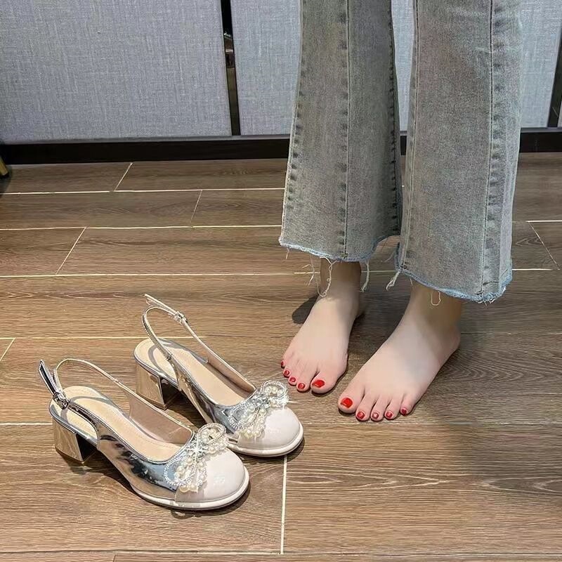 Simone Lainer Toe-Toe Sandals New Style Rhinestone Women's Beautiful Young Girl Low-Heeled Shoes Spring and Summer Women's Shoes