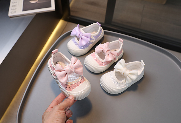 Per bambini 2024 Primavera e Autunno Nuova edizione coreana casual Scarpe con bocca quadrata in tela per ragazza 1-3 anni_voghion.com