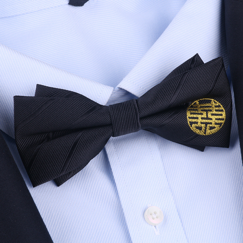 뜨거운 판매 검은 둥근 행복한 단어 나비 넥타이♜