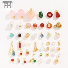 镶玉石水晶滴油通孔隔珠 中国风古法金几何吊坠手链挂件DIY配件