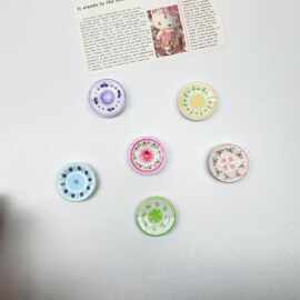 创意可爱圆形印花盘子diy树脂配件奶油胶手机壳摆件饰品材料批发