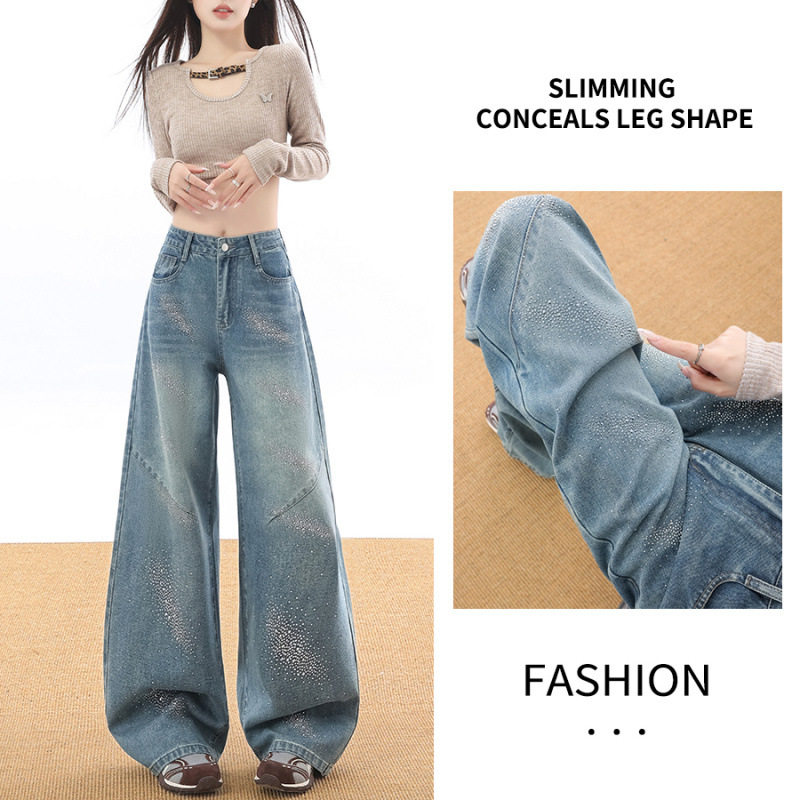 Jeans de piernas anchas para mujeres primavera grande delgada suelta de moda explosiva estrella caliente pantalones de cimeta universal image 1
