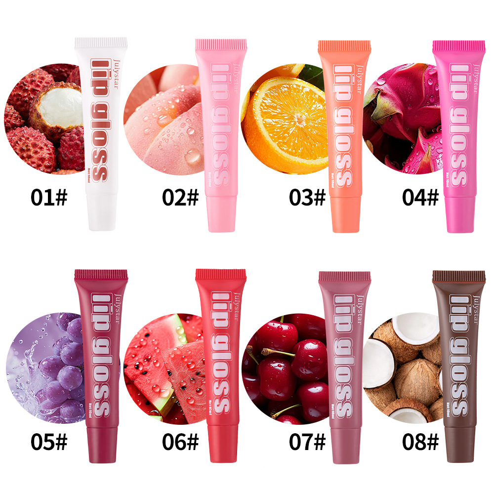 Julystar's best-selling Lip Moisturizing Fruit-flavored Lip Gloss 4-tube Set, Lip Gloss Moisturizing and Hydrating Lip Oil Makeup undefined