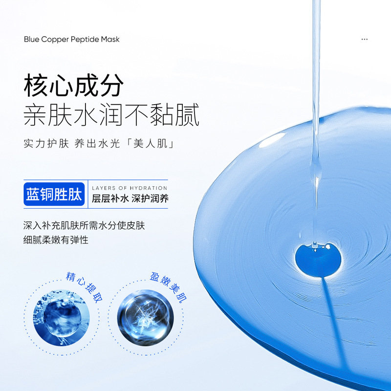 Li Fuquan Blue Copper Péptido Antiarrugas, Anti-lavado, Película de hielo, Hidratante, Hidratante, Cuidado de la piel, Mascarilla para dormir al por mayor image 3