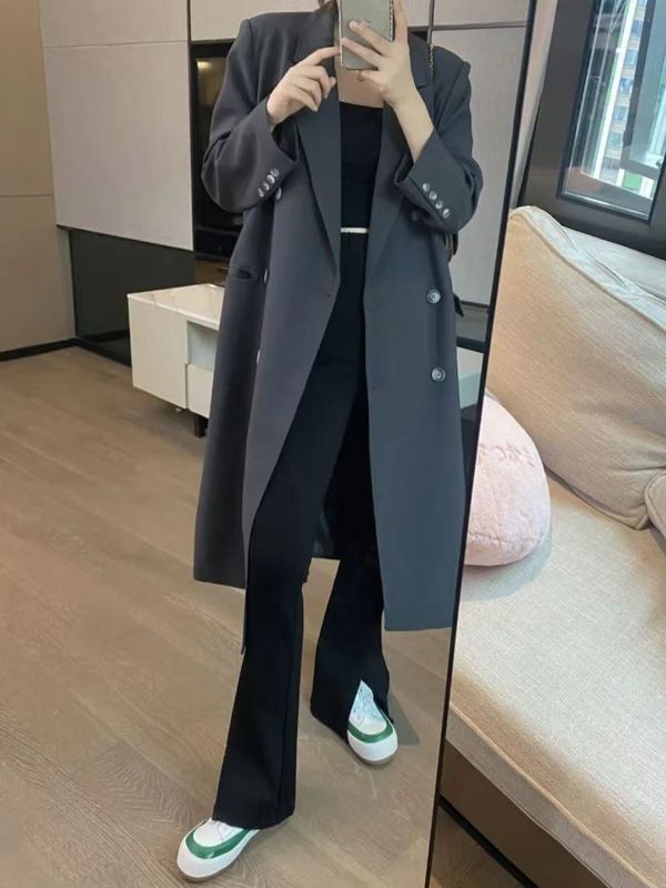 高级感长款西装风衣外套女春秋新款韩版西服上衣英伦风休闲大衣|undefined