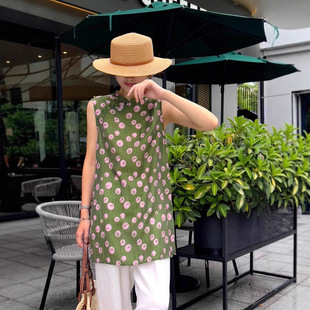 Nanyou New Chinese Style National Style Old Money High-End Tencel Linen Printed Top Skirt Retro Tang Suit Women's Mid-Length Top