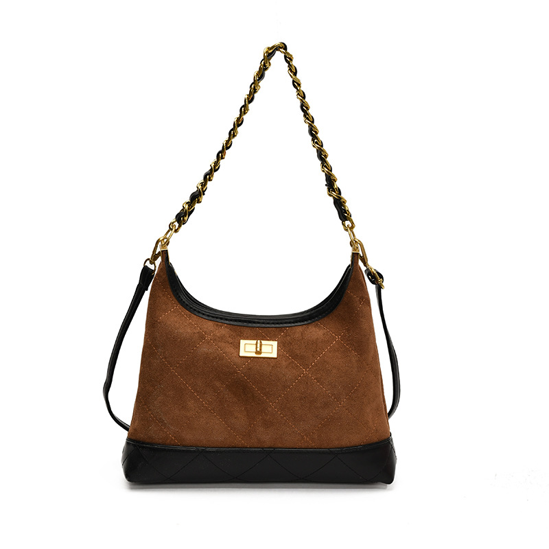 Transfronterizos retro esmaltado bolso de brazo para mujeres 2025 nueva moda cadena de diamante bolso de hombro de tela extranjera bolso de mochila