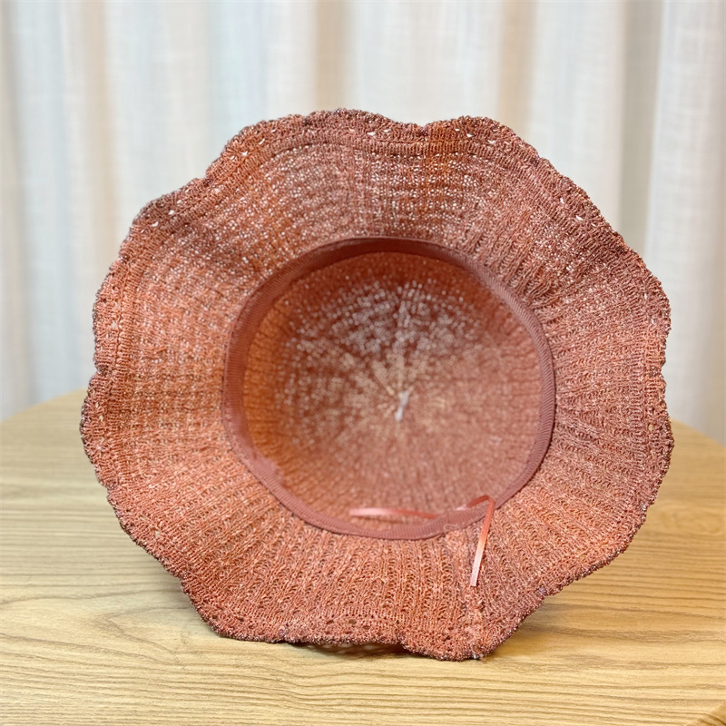 Women's Straw Hat With Ruffle Edge And Bow For Summer Sunshade_voghion.com