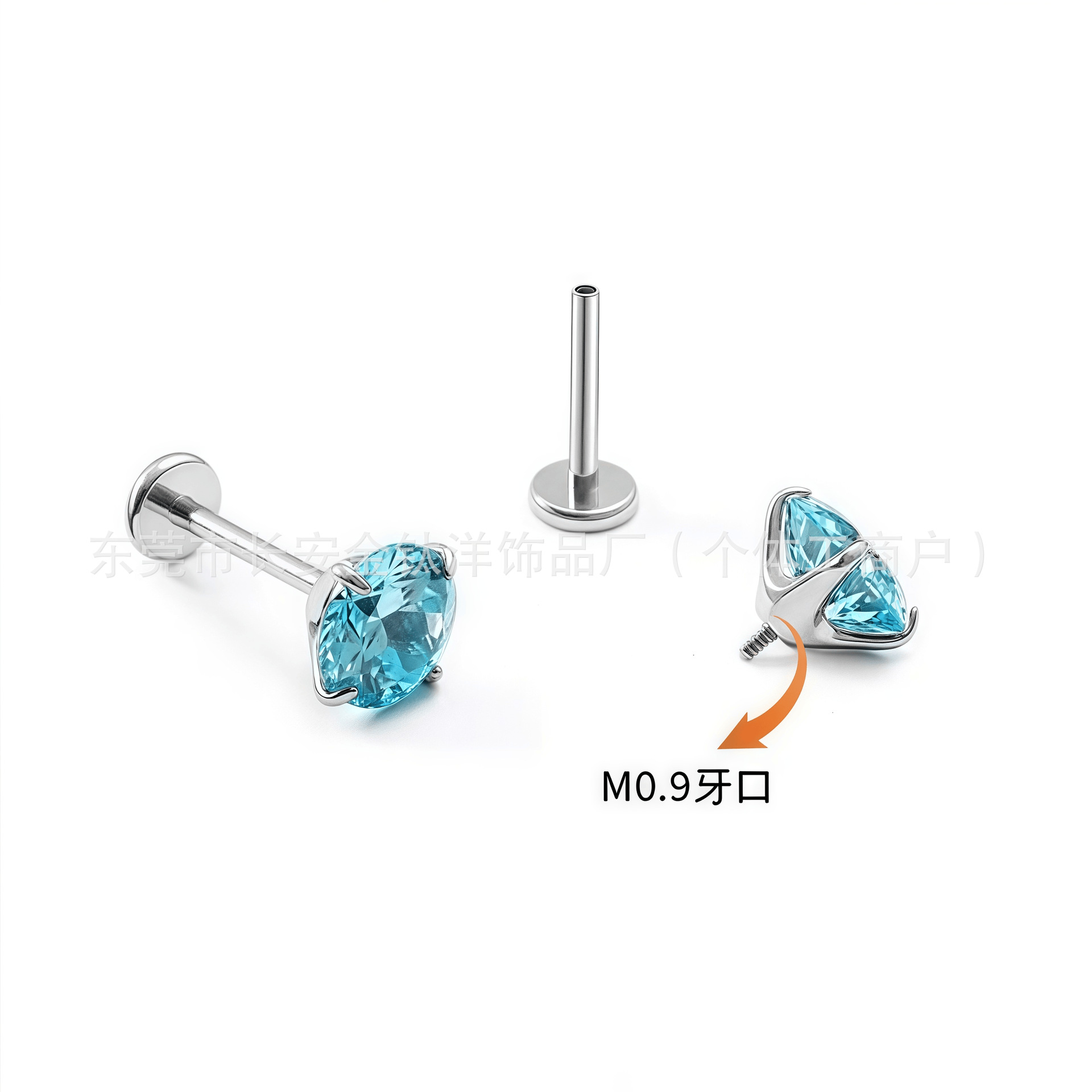 F136 Titanium Internally Threaded 5A Zircon Claw Zirconium Ear Nose Lip Nail G23 Titanium Alloy Piercing Stud detail image 7