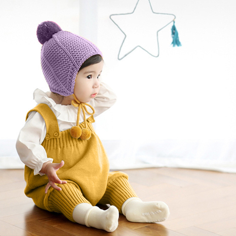 A generation of baby knitted suspenders 0-3 years old men's and women's baby clothes children's cotton wool pants
