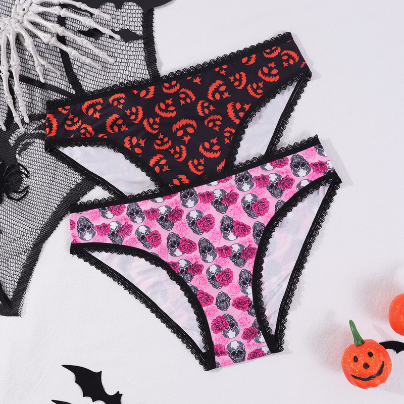 Cross-Border European and American New Hot-Selling Halloween Witch Sexy Briefs Seamless Sexy Low-Waist Underwear Ready for Sale