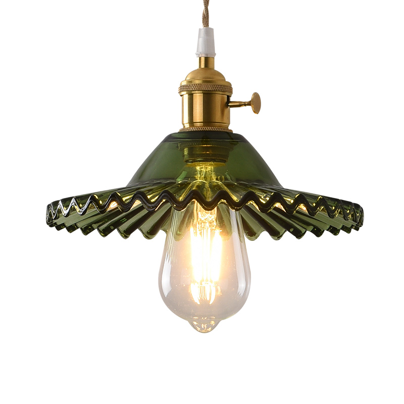 Antiguo candelabro de noche de Shanghai Lámpara de vidrio de latón retro loft