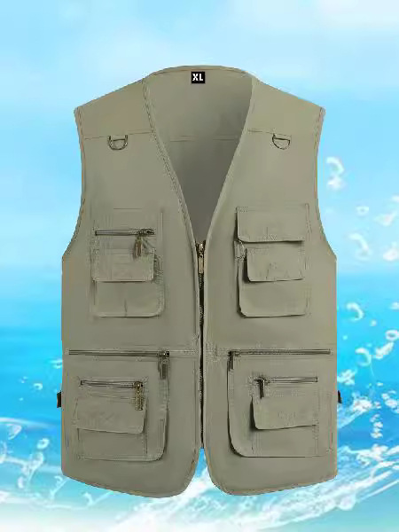 Impresión personalizada logotipo delgado chaleco de verano para hombres de mediana edad multi-bolsillo chaleco de hombro multifuncional nuevo