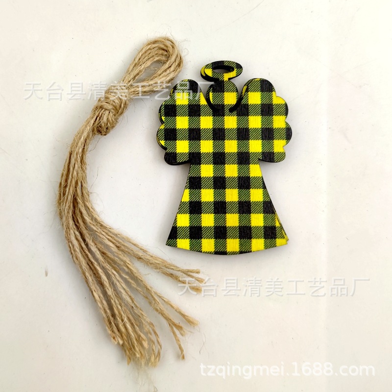 33 cuadros amarillos y negros serie navideña piezas de madera colgante de decoración navideña se pueden combinar libremente 10 piezas en un paquete