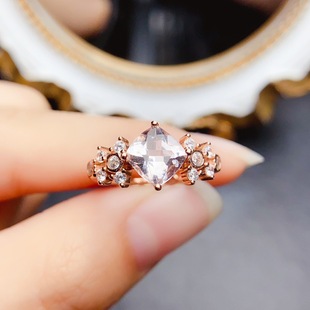 Factory wholesale explosions natural purple lithium Hui ring S925 silver inlaid main stone 7*7 selling Europe and the United States a generation of hair
