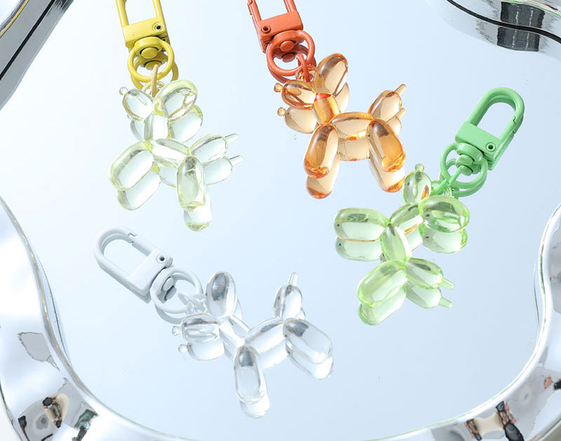Mini Viral Transparent Balloon Dog Pendant Colorful Cartoon Puppy Keychain Phone Chain Women's Bag DIY Hanging Ornament