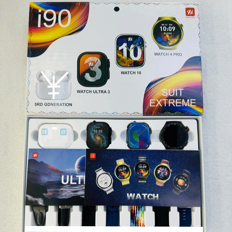 Cross-Border Dropshipping I90 Smart Watch Set Ultra3+Watch10+Watch4 5Th Generation Bluetooth Headset