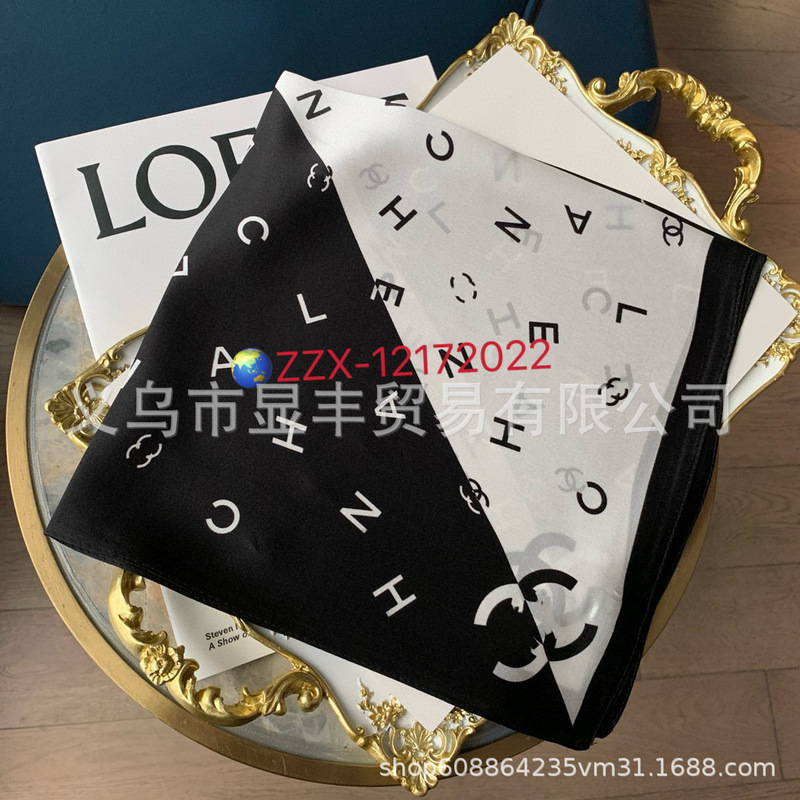 Correct Version Size 70 New Silk Square Scarf Summer Silk Scarf Women's Neck Scarf Letter Print Versatile Small Square Scarf