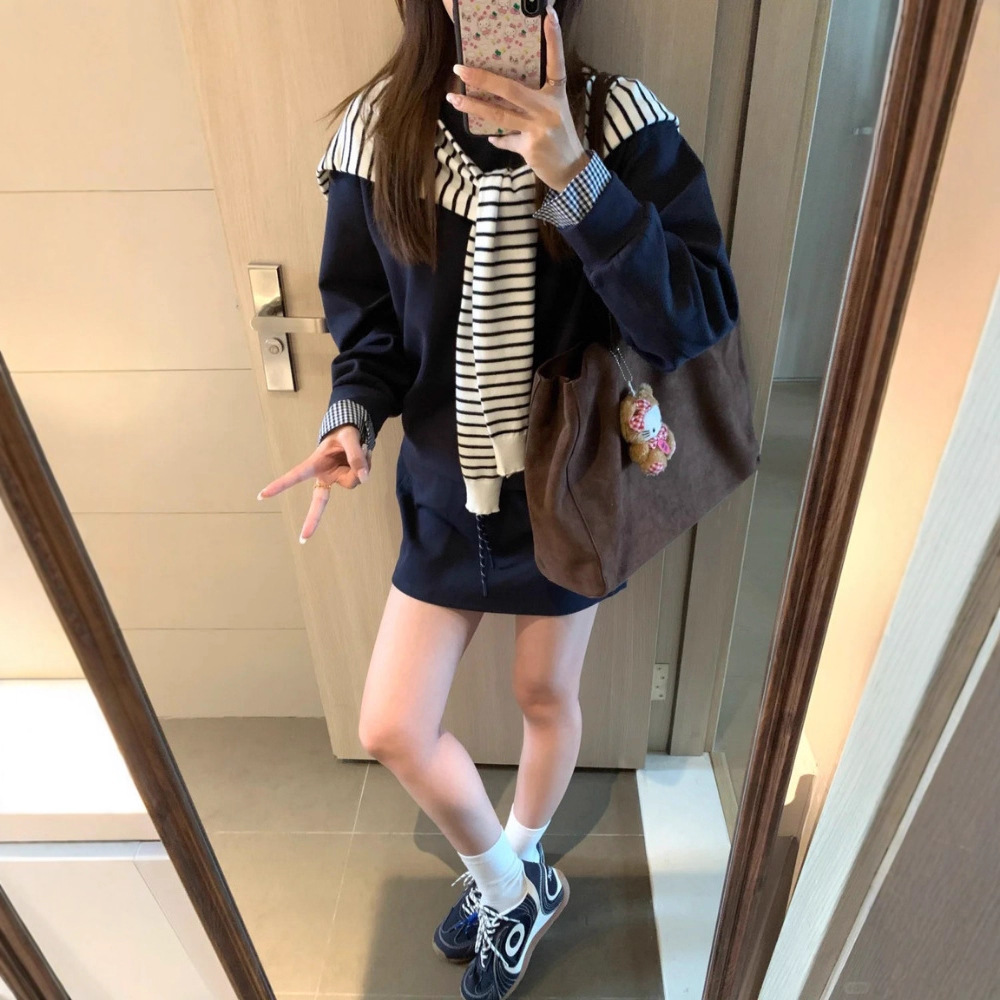 Korean Style Early Autumn Wear Sweatshirt Suit Skirt Women's College Style Shawl Skirt Early Autumn Wear with a Complete Set of Lazy