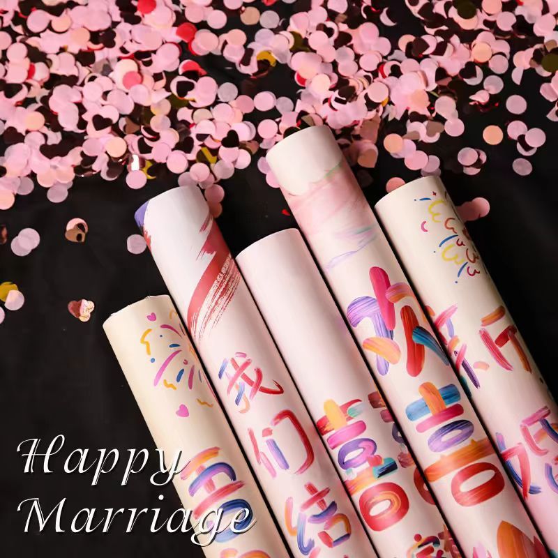 新型の色絵結婚の礼儀の筒は結婚して花びらの花火を持って箱の結婚祝いの用品の大全を持って越境します。|undefined